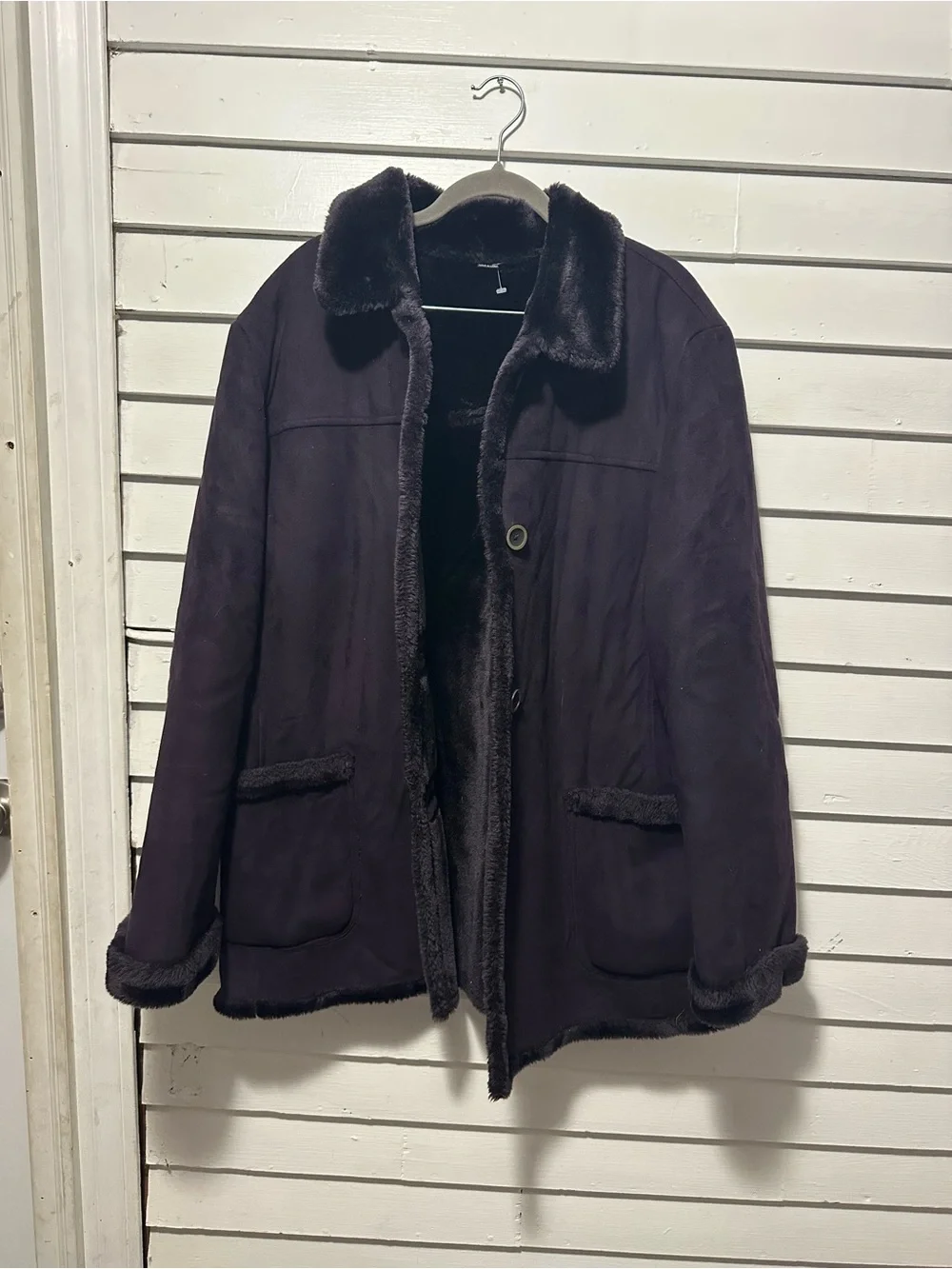 Women’s faux fur suede winter jacket L purple